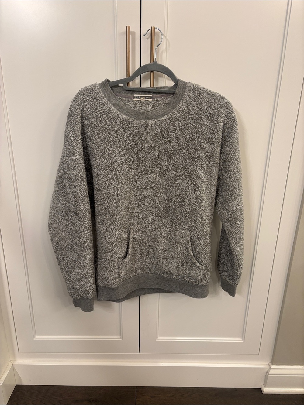 PJ Salvage Heather Gray Sherpa Crewneck Sweatshirt